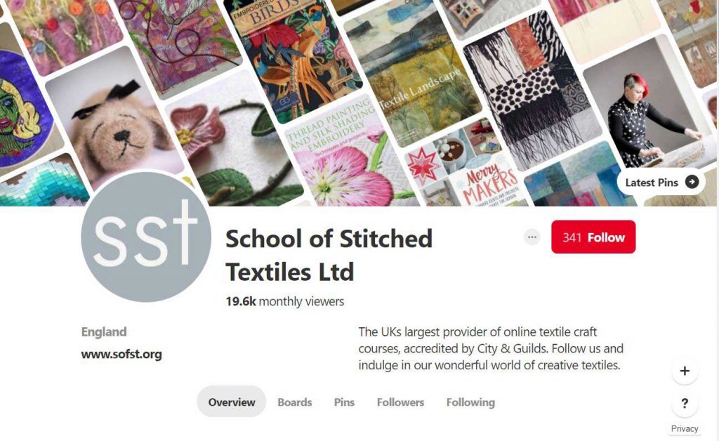 The School of Stitched Textiles Pinterest Profile