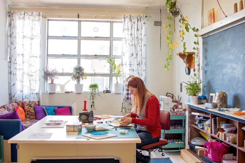 Meredith Woolnough in her studio