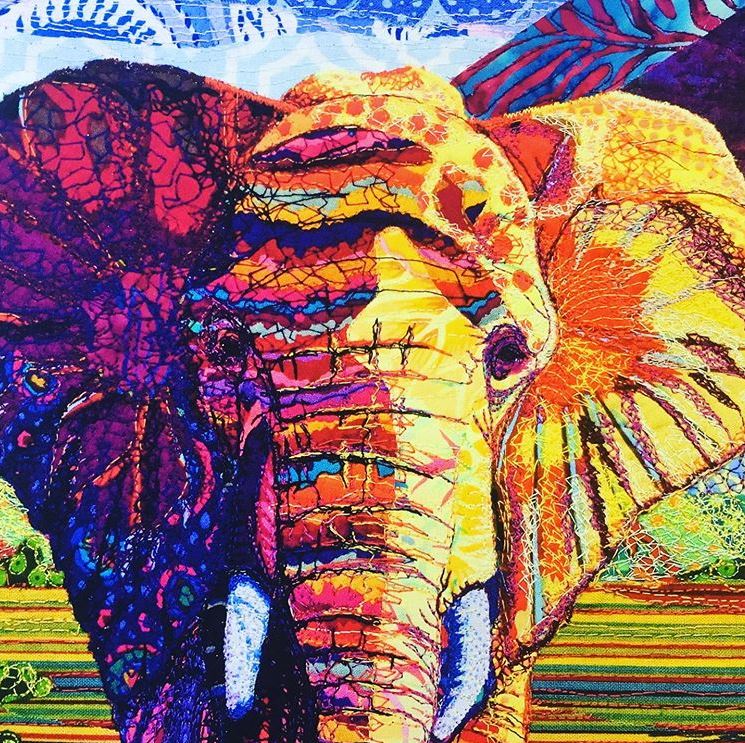 Embroidered elephant by Kay Rundel