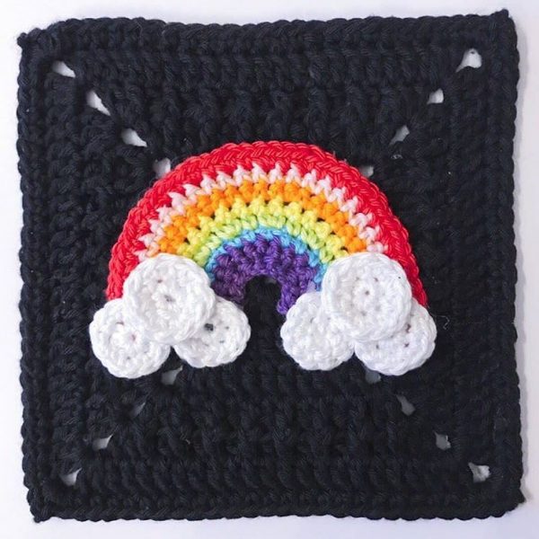 Rainbow granny square by Nyree @lamarshian