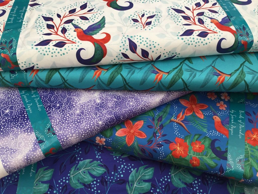 Birds of Paradise fabric range by Sarah Payne