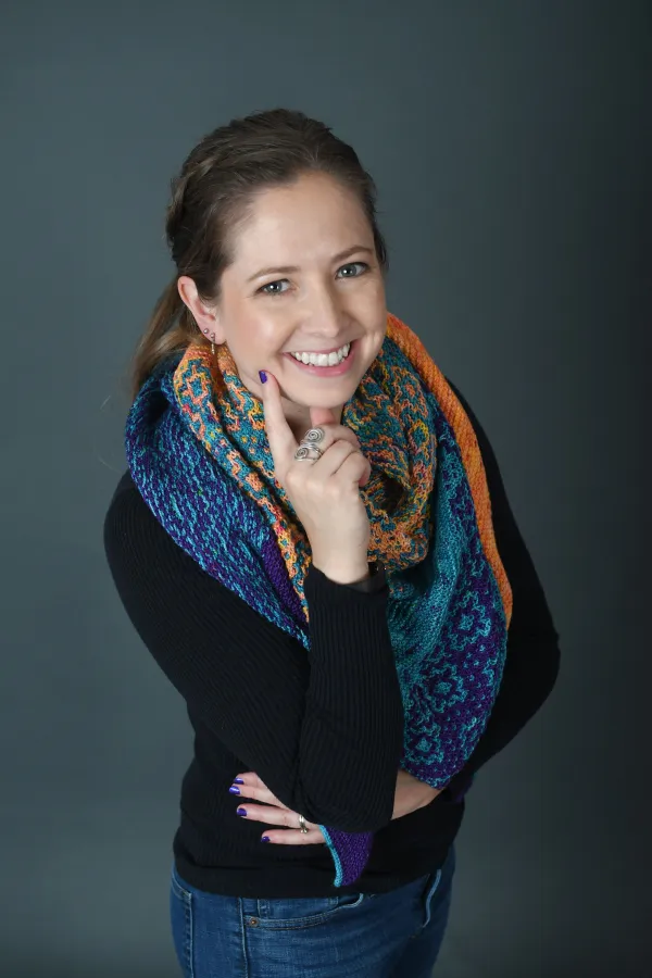 Mosaic knitting pattern designer Ashleigh Wempe