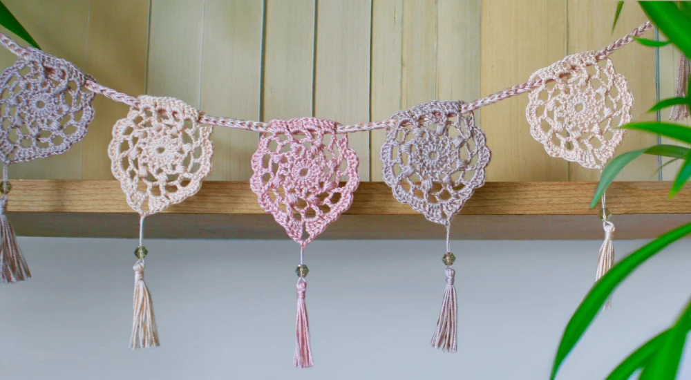 Crocheted bunting by crochet graduate Eve Llewellyn.